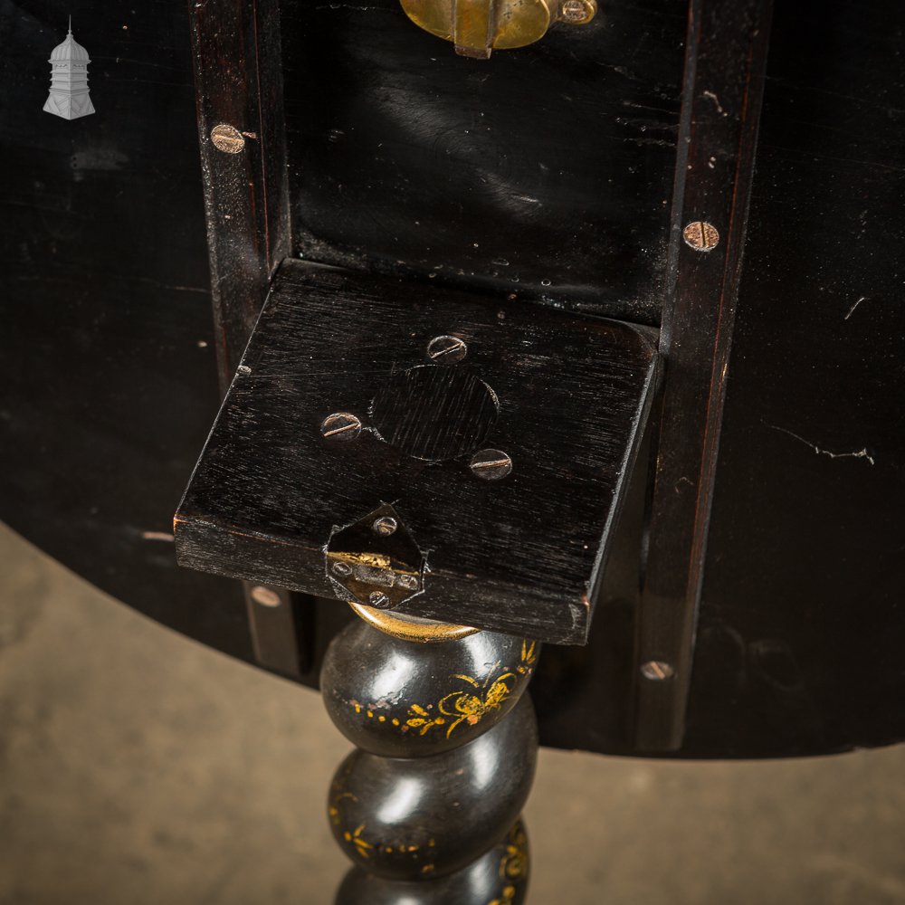 Japanese Lacquered Peacock Table with Flip Top and Barely Twist Pedestal