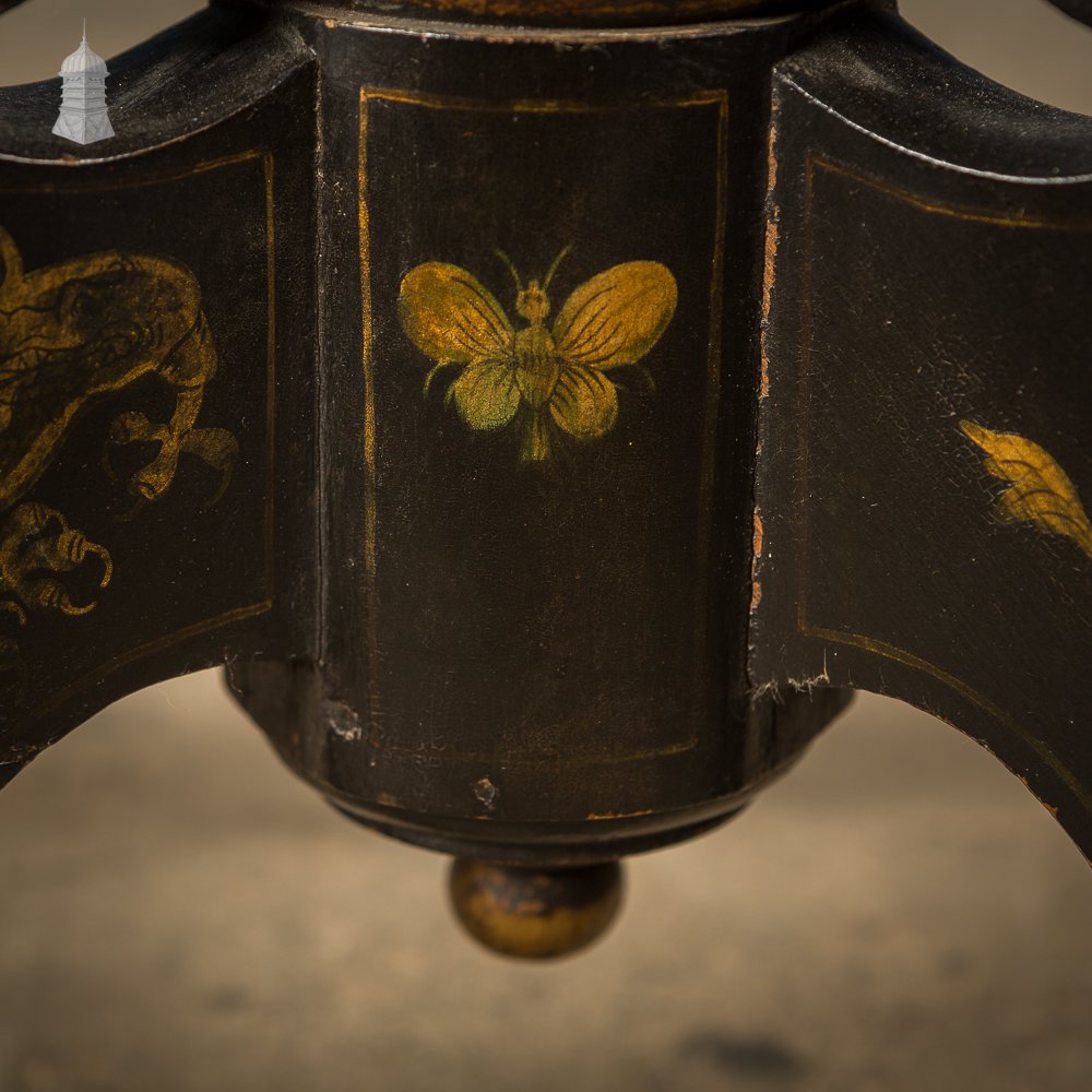 Japanese Lacquered Peacock Table with Flip Top and Barely Twist Pedestal