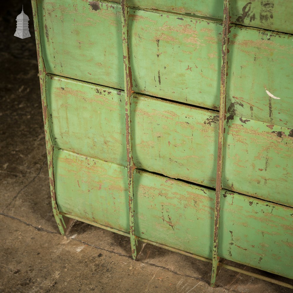 Green Painted Steel Industrial Workshop Pigeonhole Shelf Unit