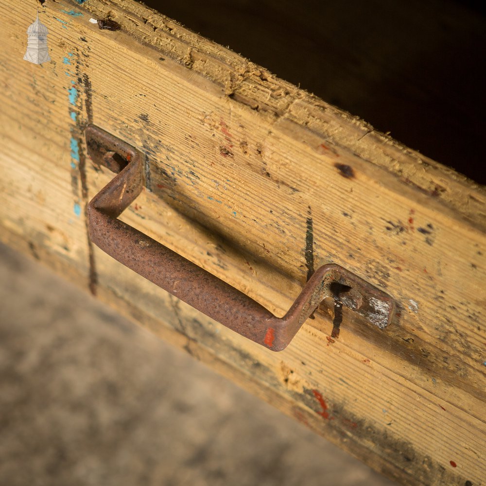 Large Vintage Steel and Timber Industrial Workshop Bench with 2 Drawers