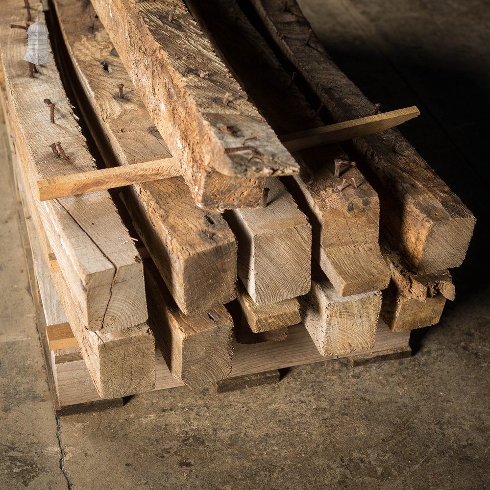 Batch of 11 Reclaimed Arched Short Oak Beams