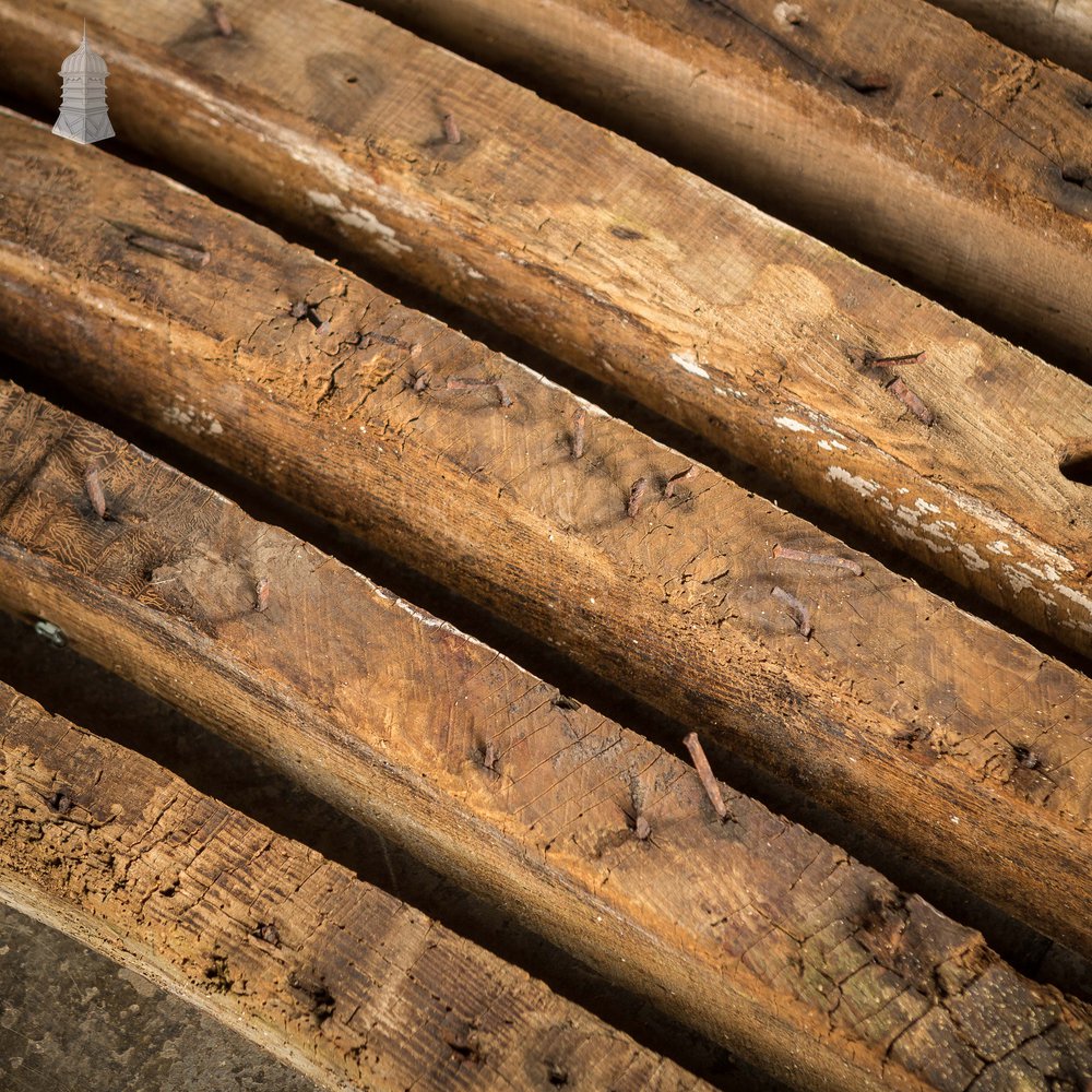 Batch of 11 Reclaimed Arched Short Oak Beams