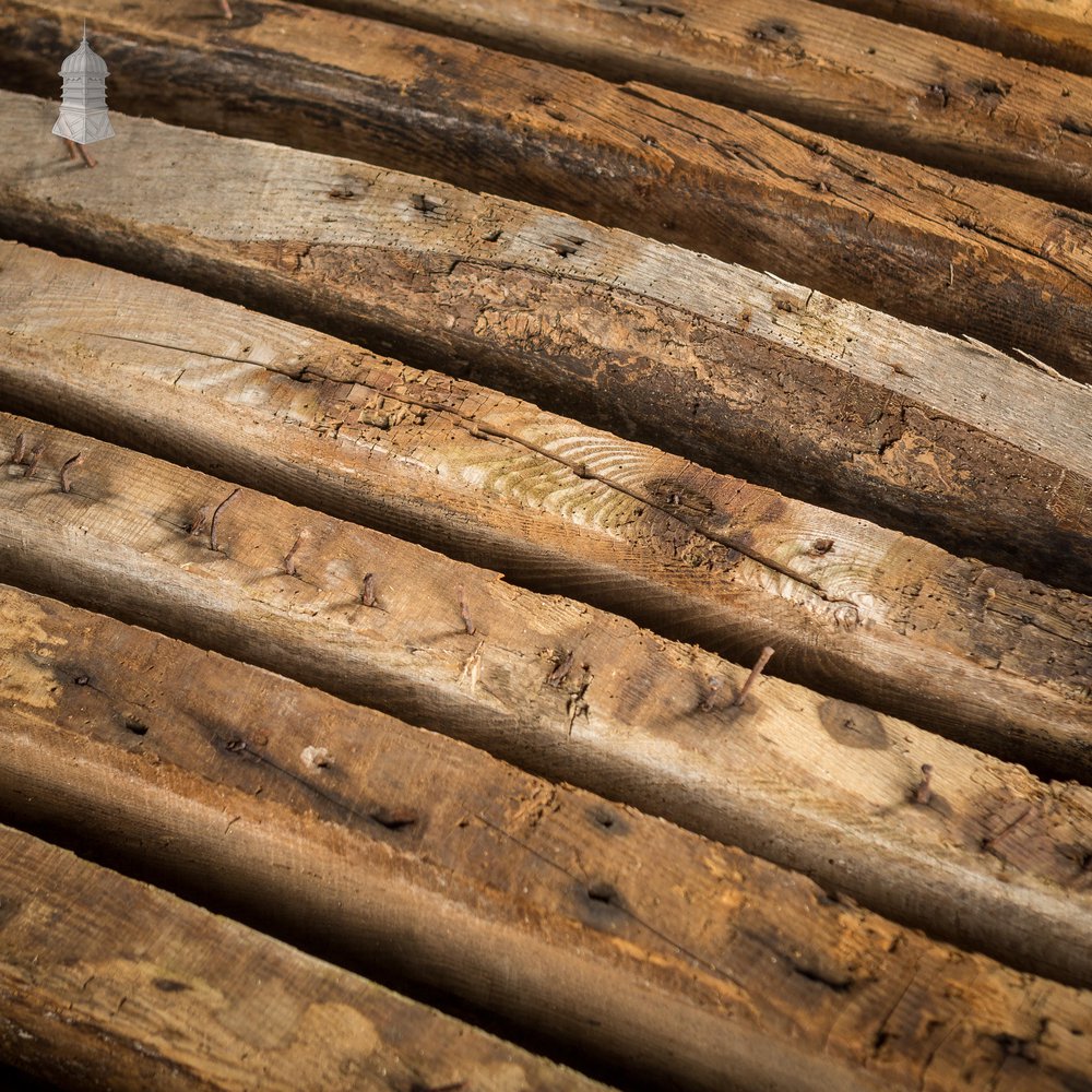 Batch of 11 Reclaimed Arched Short Oak Beams