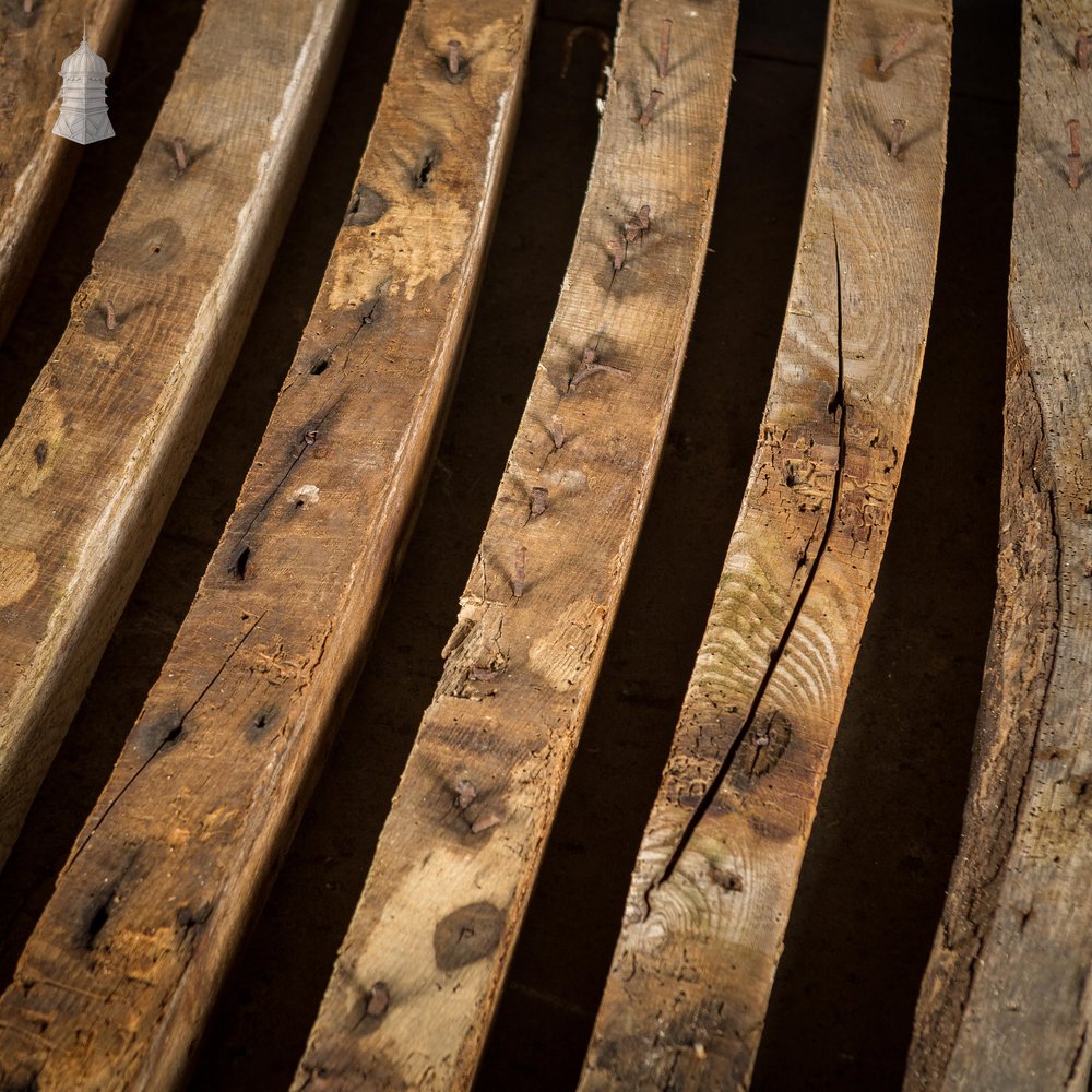 Batch of 11 Reclaimed Arched Short Oak Beams