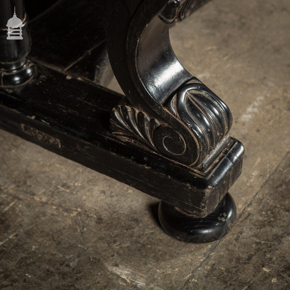 Ebonized Teak Colonial Marble Top Desk With Ornate Detail Circa 1870 Calcutta