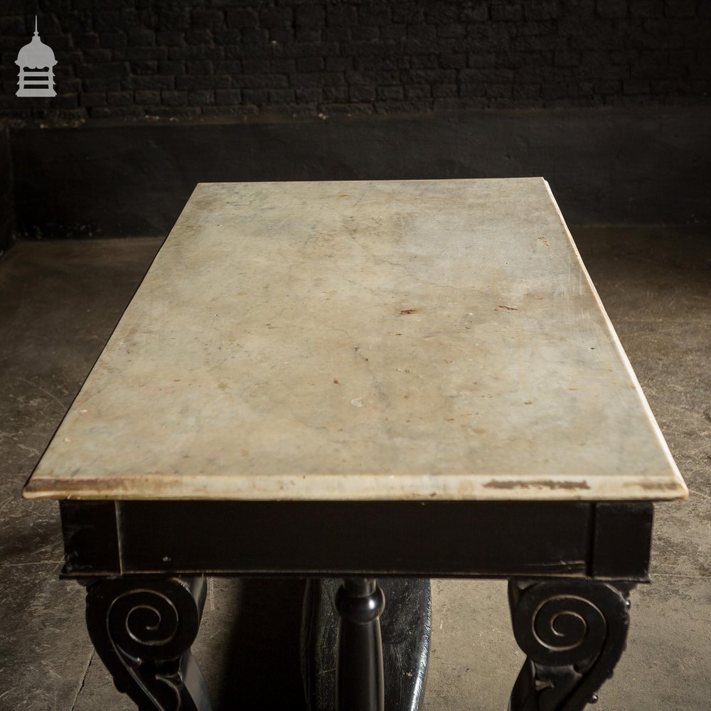 Ebonized Teak Colonial Marble Top Desk With Ornate Detail Circa 1870 Calcutta