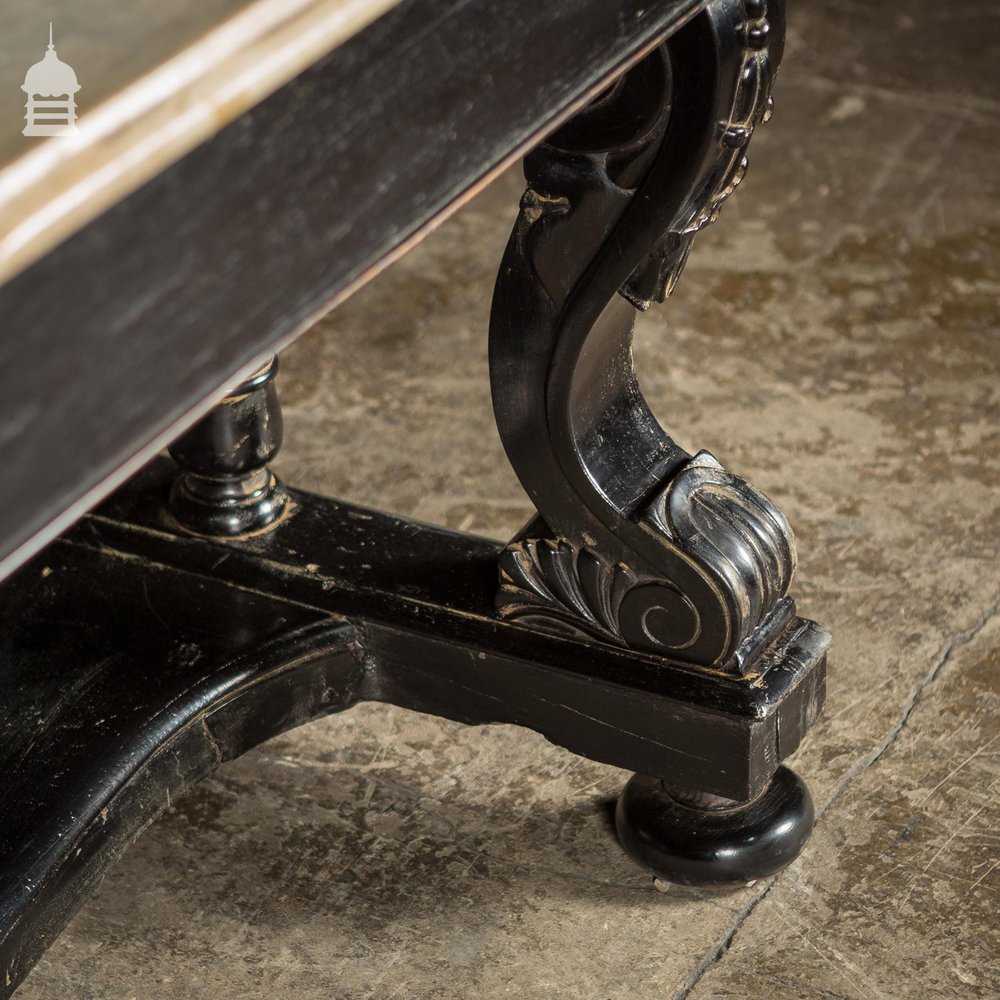 Ebonized Teak Colonial Marble Top Desk With Ornate Detail Circa 1870 Calcutta