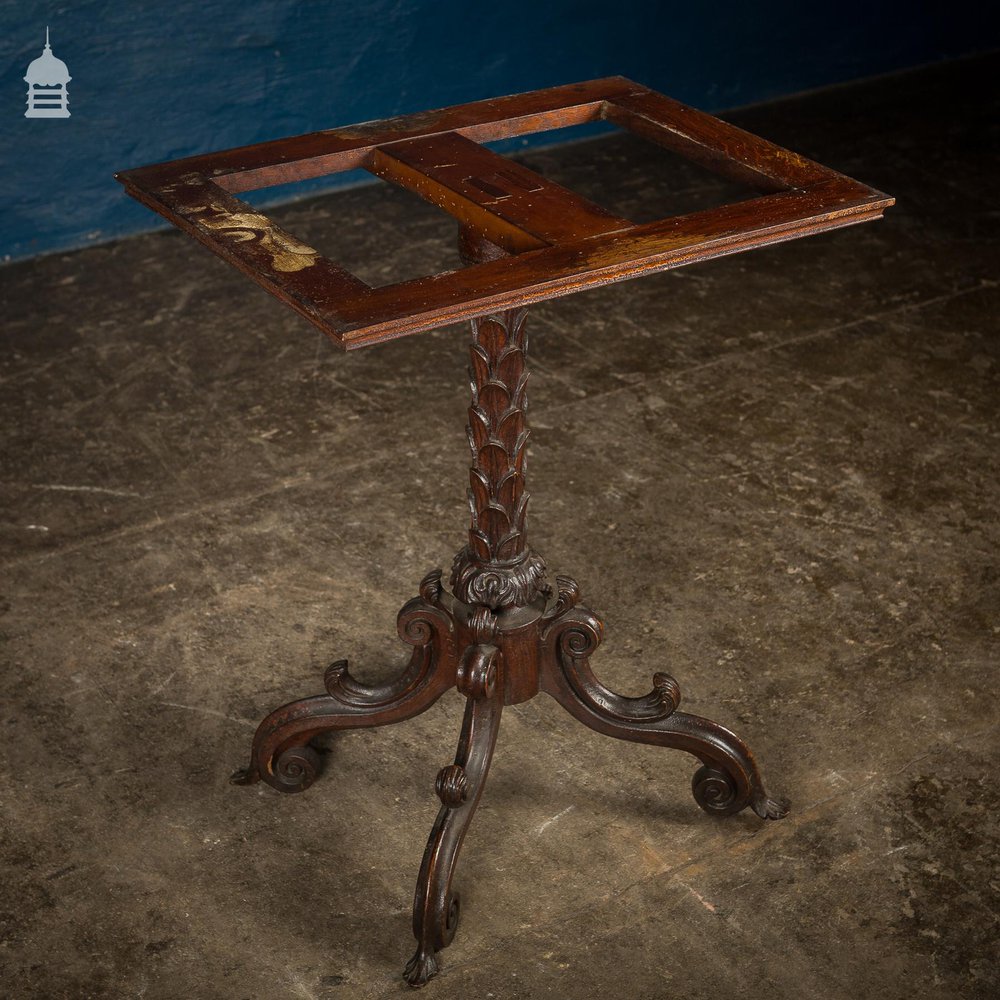 Ornate 18th C Tripod Base with Later Slate Hand Painted Chess Table Top