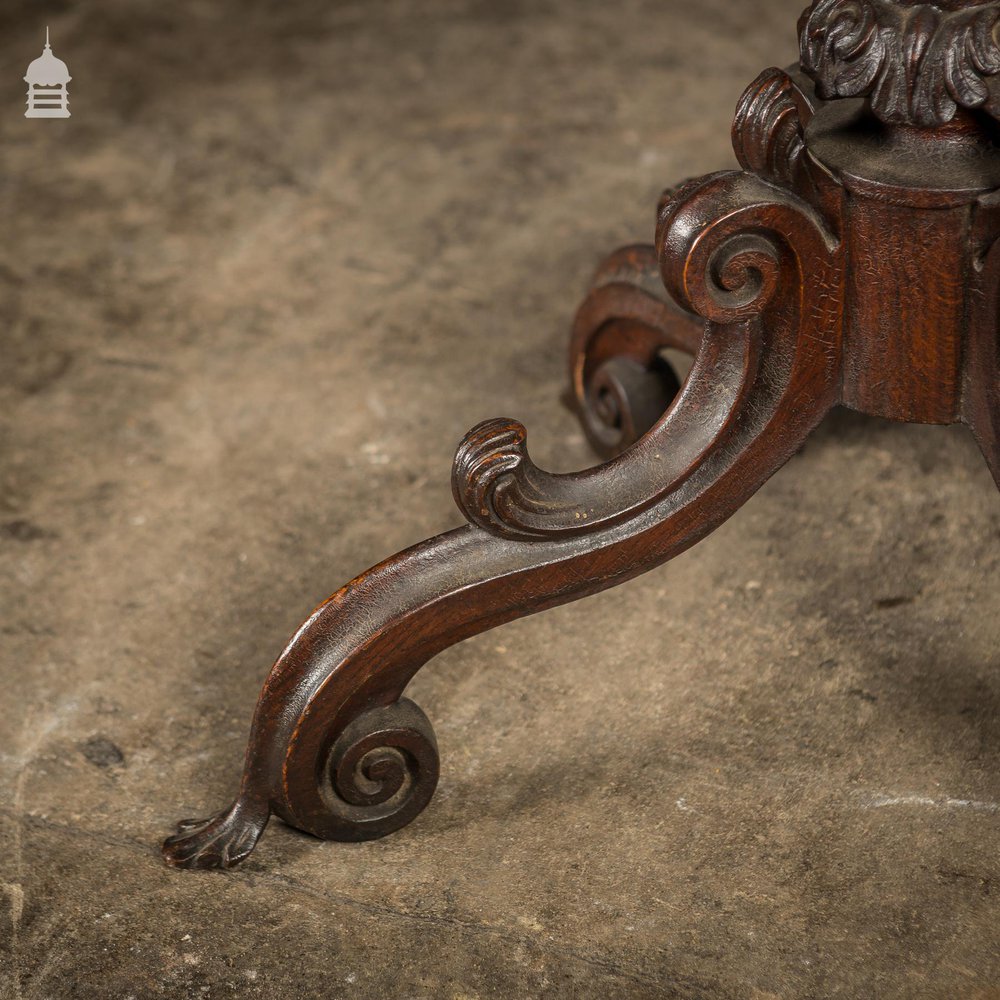 Ornate 18th C Tripod Base with Later Slate Hand Painted Chess Table Top