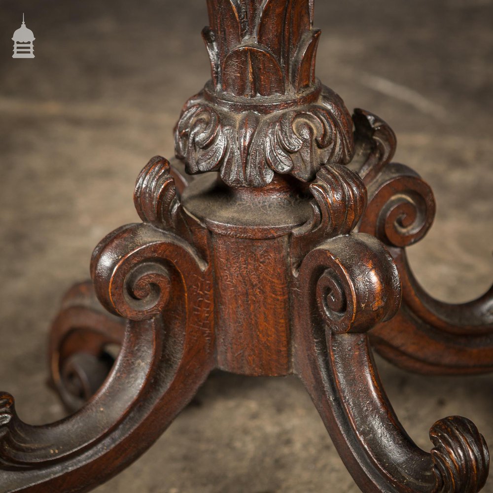 Ornate 18th C Tripod Base with Later Slate Hand Painted Chess Table Top