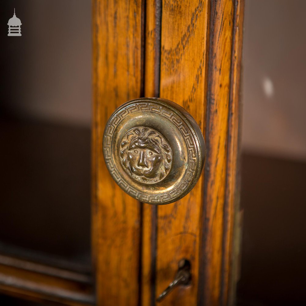 19th C Glazed Oak Bookcase Cabinet With Egg and Dart Detail