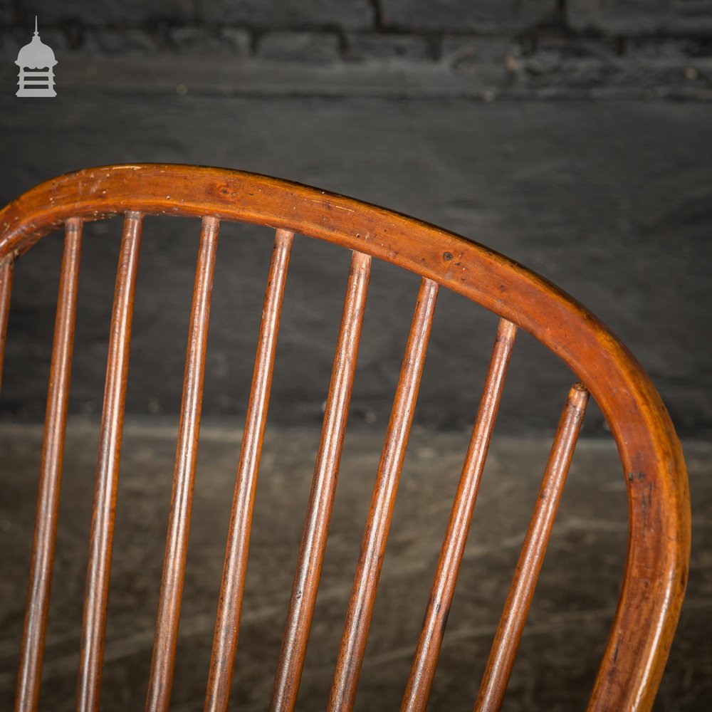 19th C Country Elm Hoop and Stick Back Windsor Chair Stamped RR