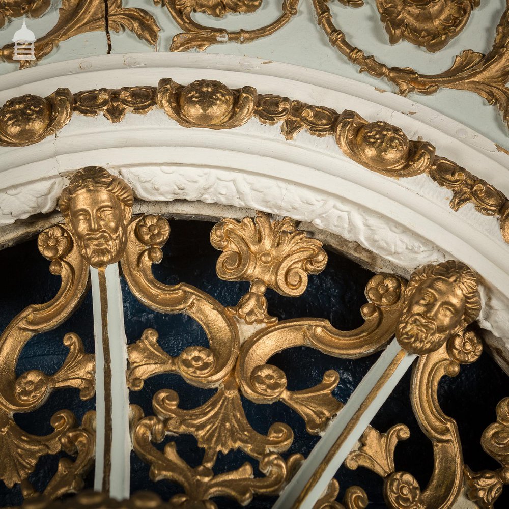 Impressive Elaborately Carved 19th C Celling Rose 4 ½ ft in Diameter