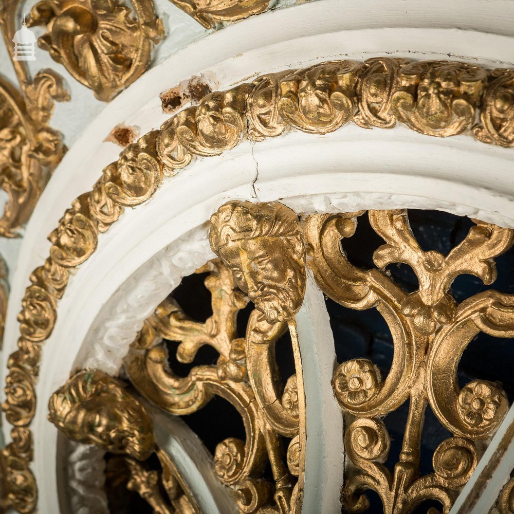 Impressive Elaborately Carved 19th C Celling Rose 3 ft in Diameter