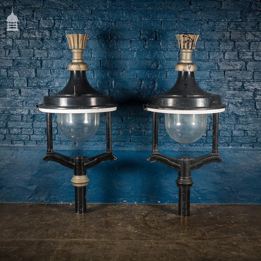 Vintage Pair of Large Westminster Street Lamps Top Lights