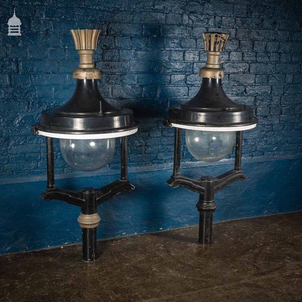 Vintage Pair of Large Westminster Street Lamps Top Lights