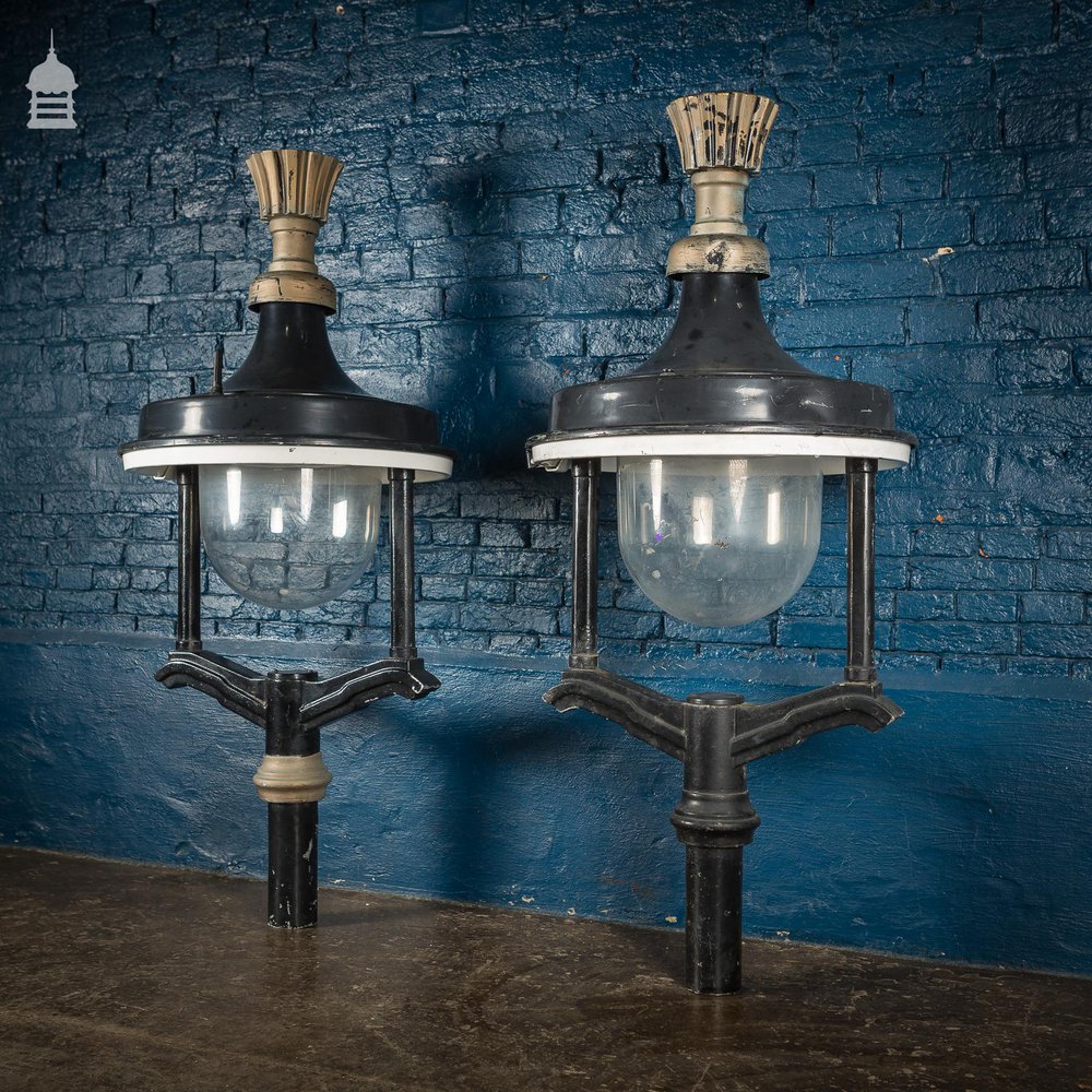 Vintage Pair of Large Westminster Street Lamps Top Lights