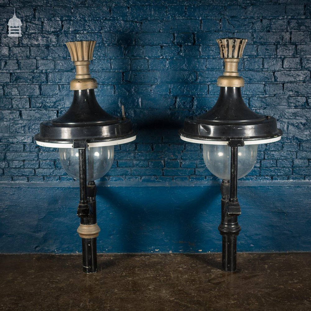 Vintage Pair of Large Westminster Street Lamps Top Lights