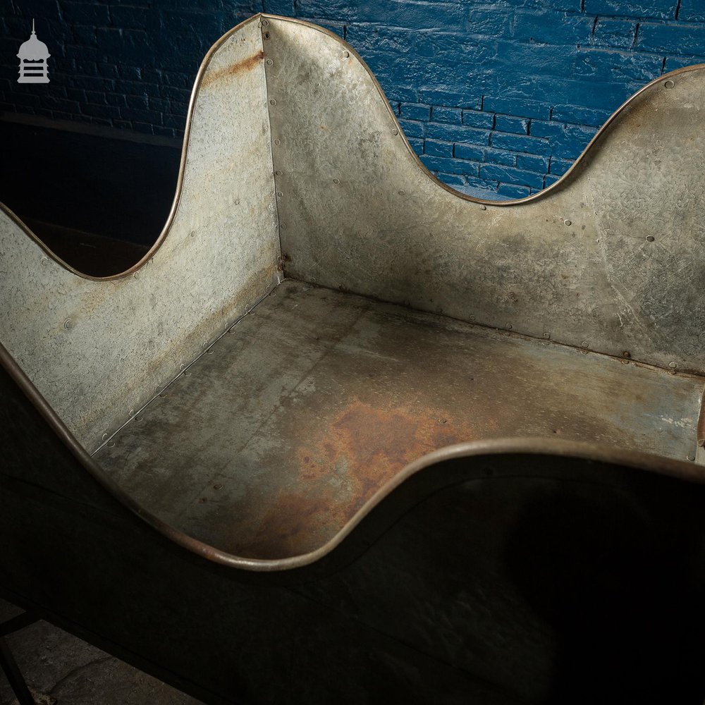 Early 20th C Galvanised Riveted Manger Planter