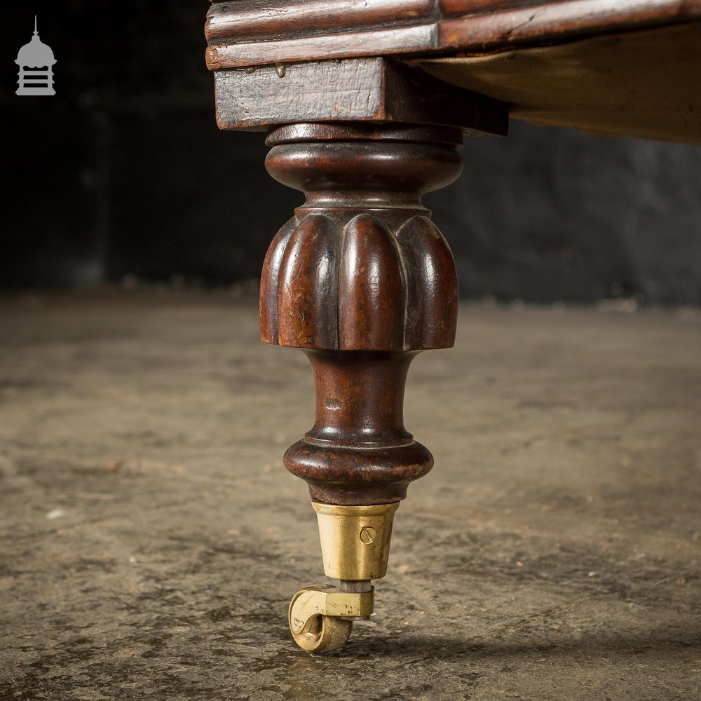 19th C Carved Lion Head Chair on Brass Castor’s Stripped for Re-upholstery