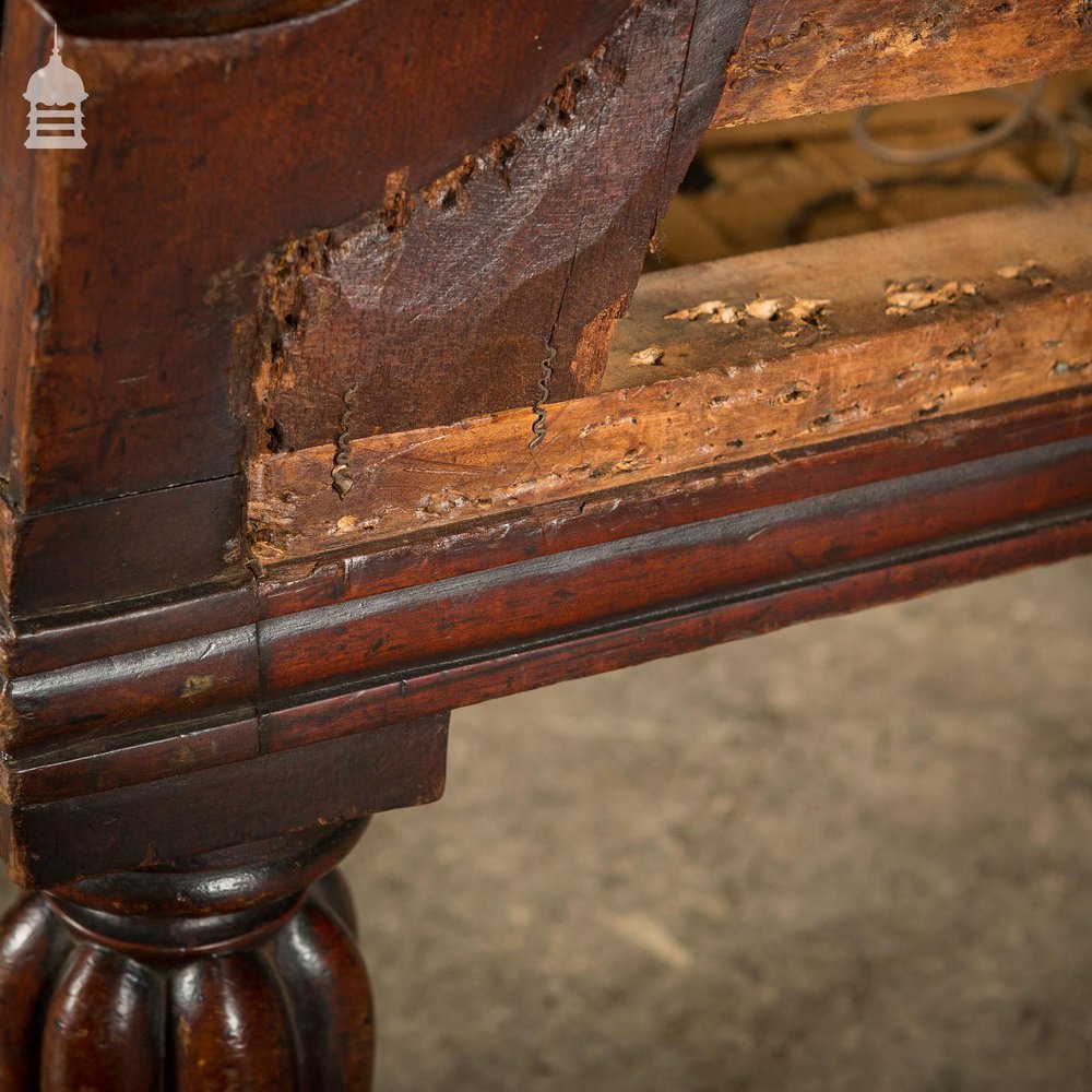 19th C Carved Lion Head Chair on Brass Castor’s Stripped for Re-upholstery