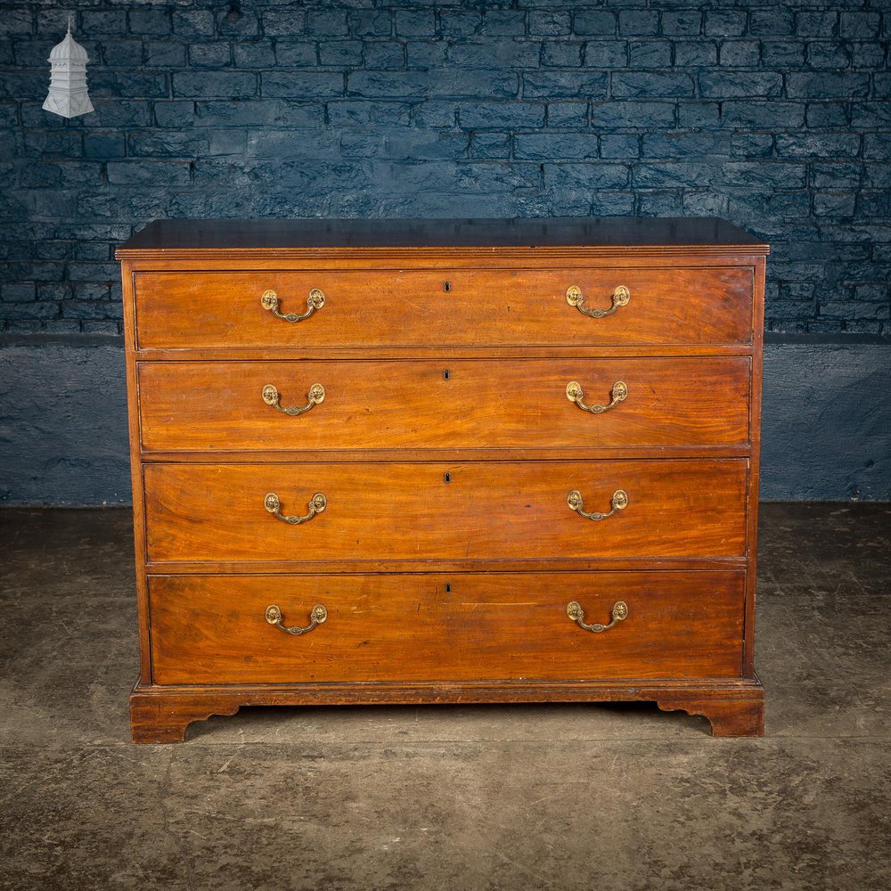 NR52421: Very Wide Georgian Mahogany 4 Drawer Chest Brass Drop Handles