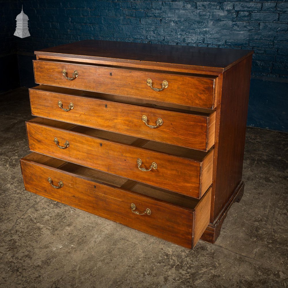 NR52421: Very Wide Georgian Mahogany 4 Drawer Chest Brass Drop Handles