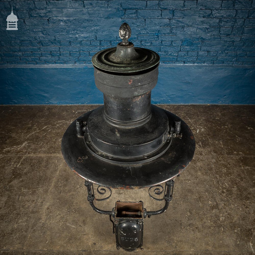 19th C Black Painted Copper Top Lampost Light Fitting