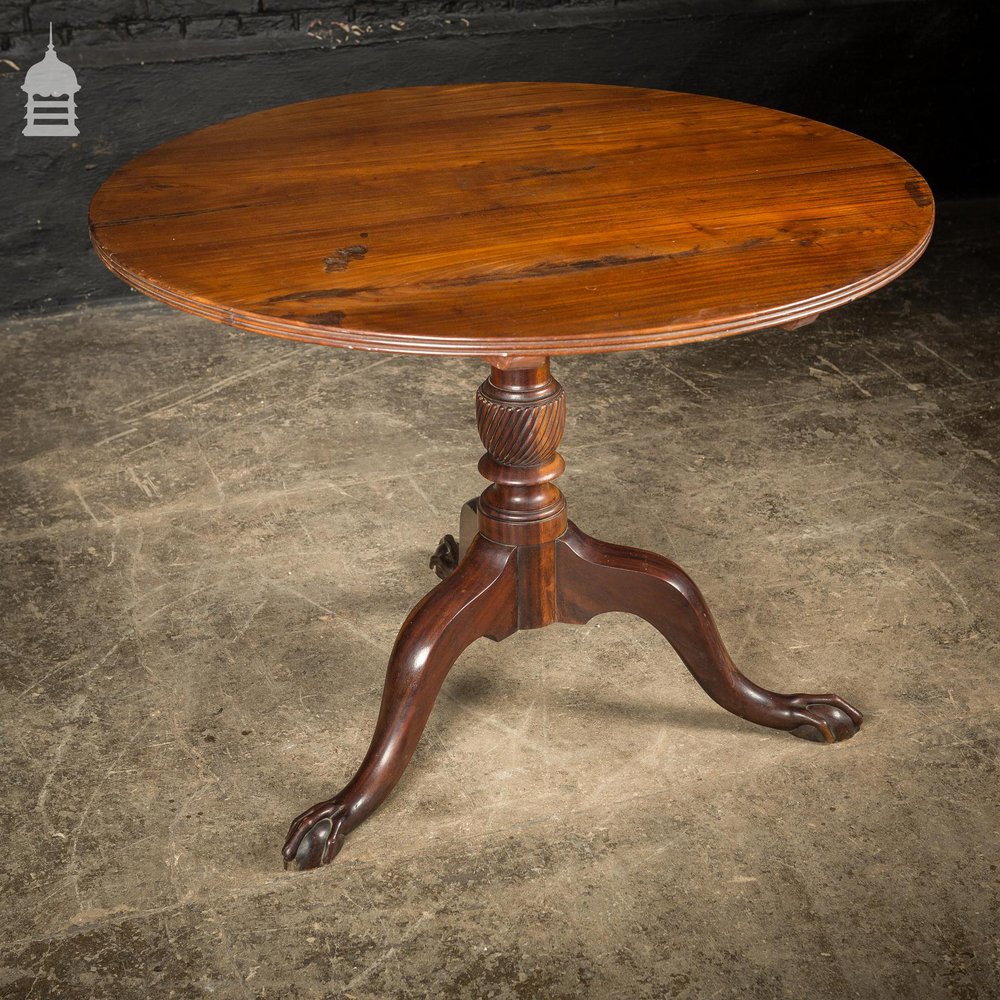 18th C Exotic Wood Eagle Claw Flip Top Round Table