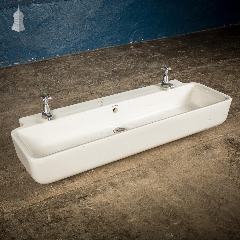 NR52921: Long White Ceramic Vintage Adamsez Trough Sink