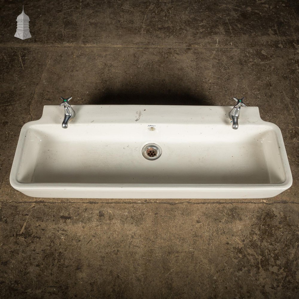 NR52921: Long White Ceramic Vintage Adamsez Trough Sink