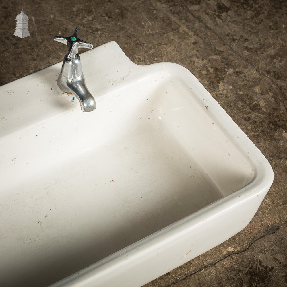 NR52921: Long White Ceramic Vintage Adamsez Trough Sink