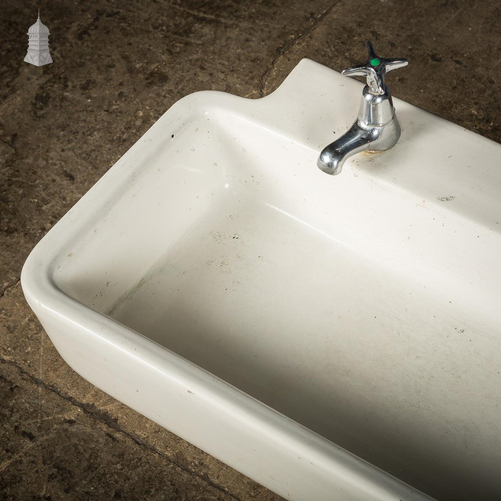 NR52921: Long White Ceramic Vintage Adamsez Trough Sink