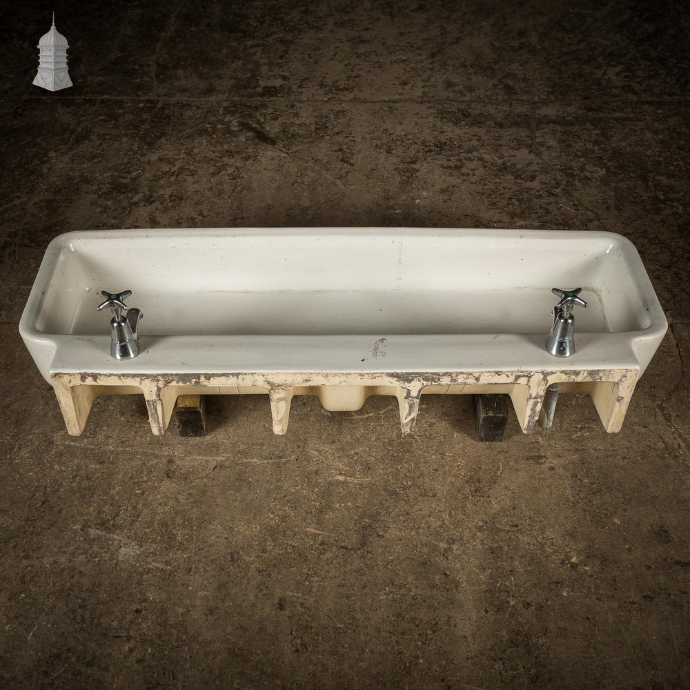 NR52921: Long White Ceramic Vintage Adamsez Trough Sink