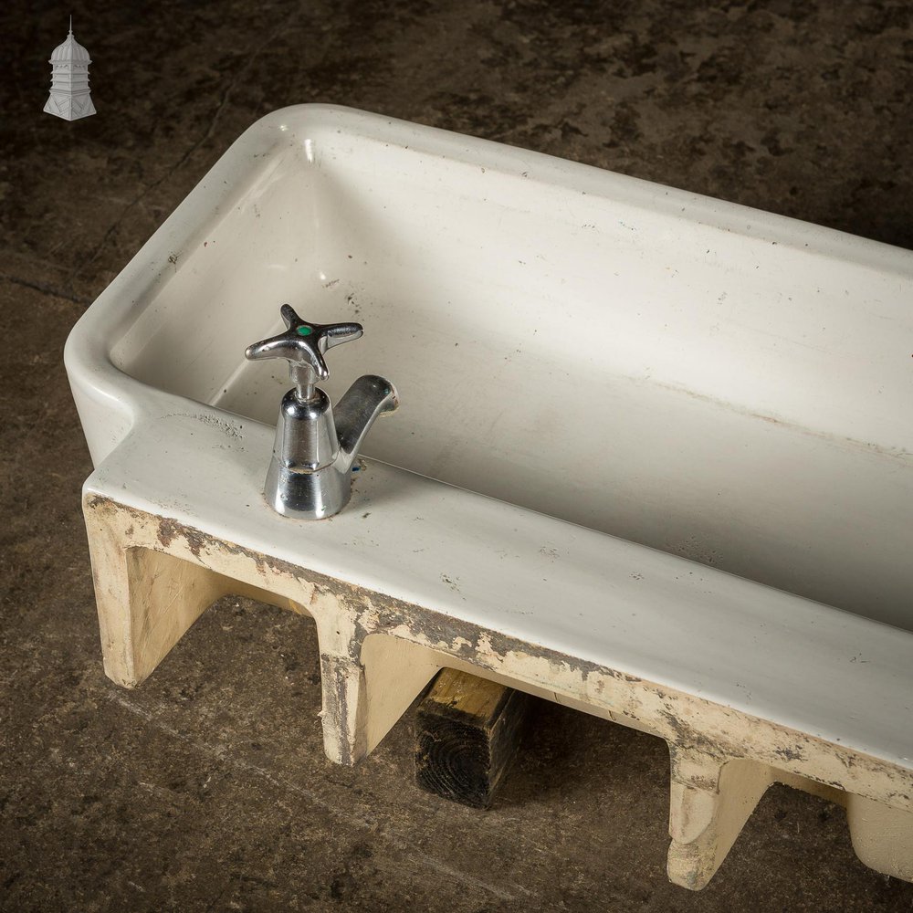 NR52921: Long White Ceramic Vintage Adamsez Trough Sink