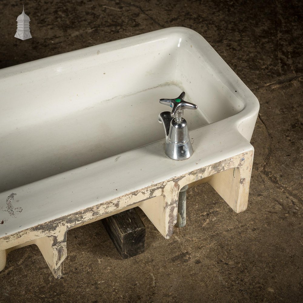 NR52921: Long White Ceramic Vintage Adamsez Trough Sink