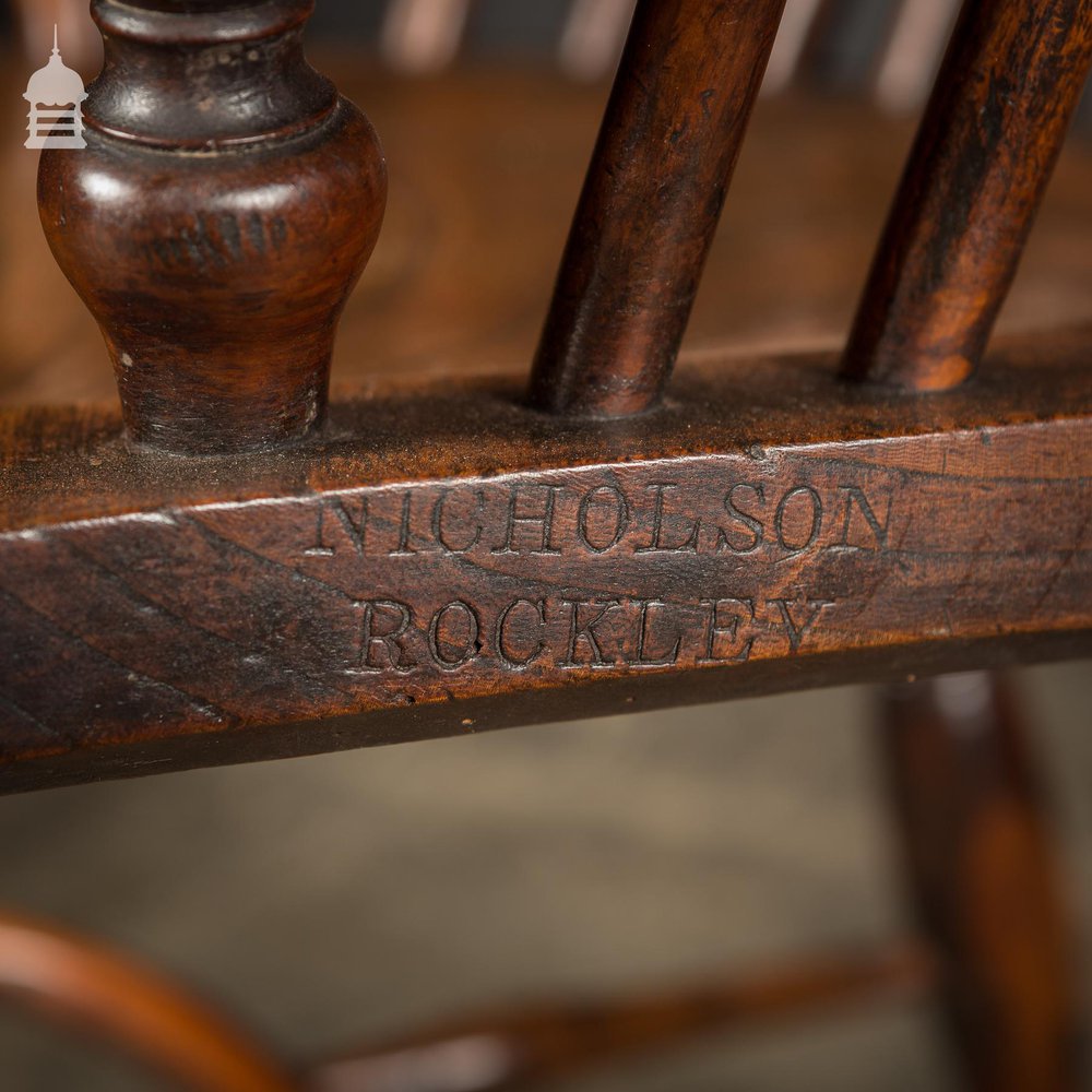 Set of 10 Circa 1830 Yew & Elm George Nicholson Rockley Low Windsor Chairs