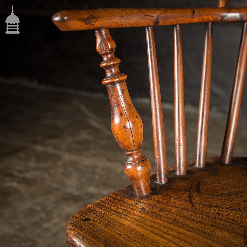 Set of 10 Circa 1830 Yew & Elm George Nicholson Rockley Low Windsor Chairs