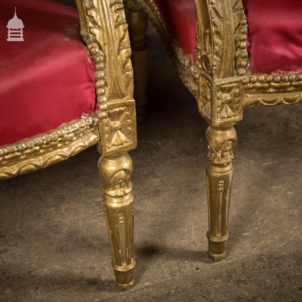 Pair of 19th C His and Hers Coronation Style Button Back Carved Chairs