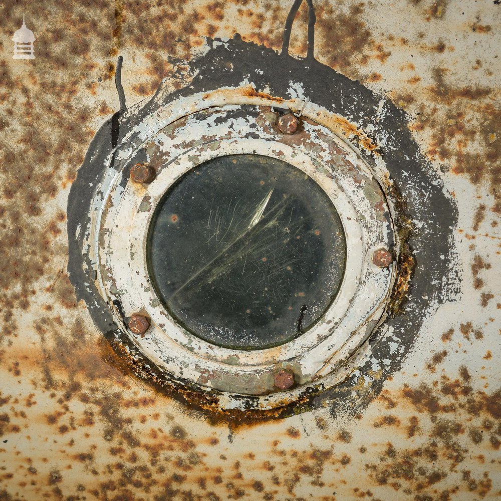 Early 20th C Ships Steel Deck Hatch with Twin Portholes