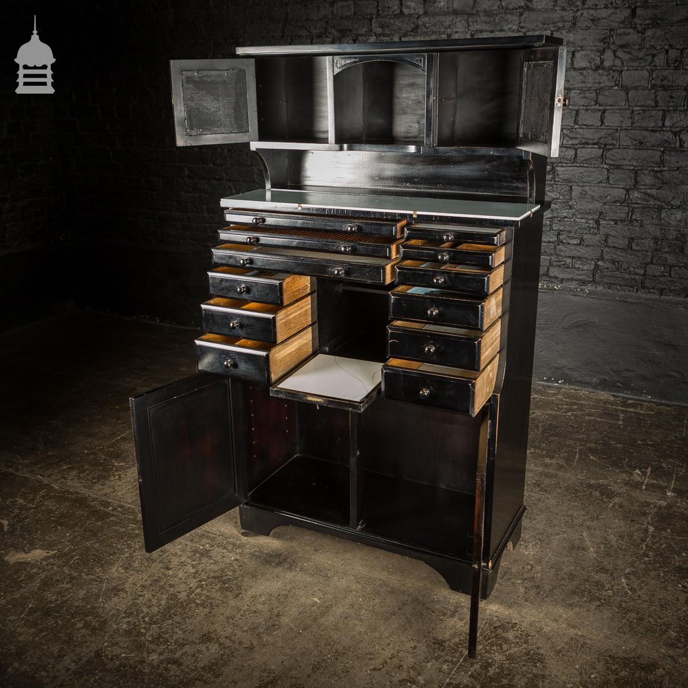 Edwardian Ebonized Dentist Cabinet