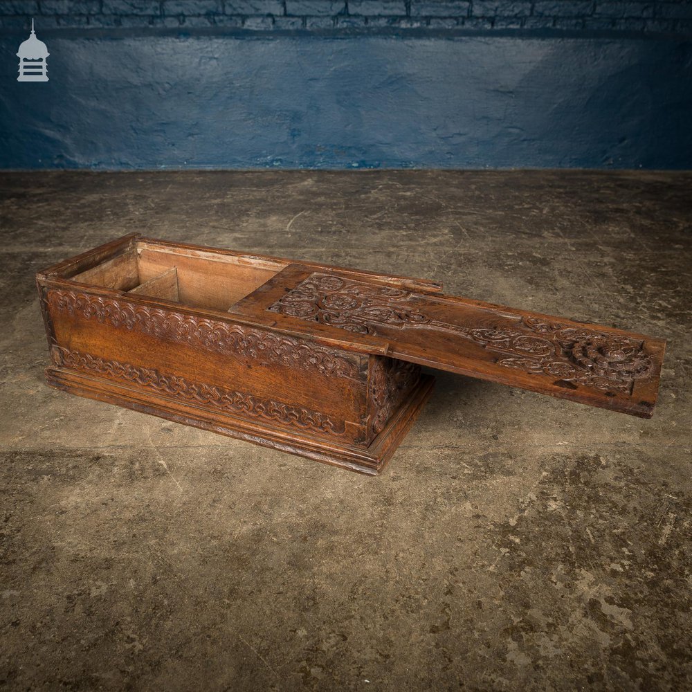 18th C Indian Sliding Lid Teak Box