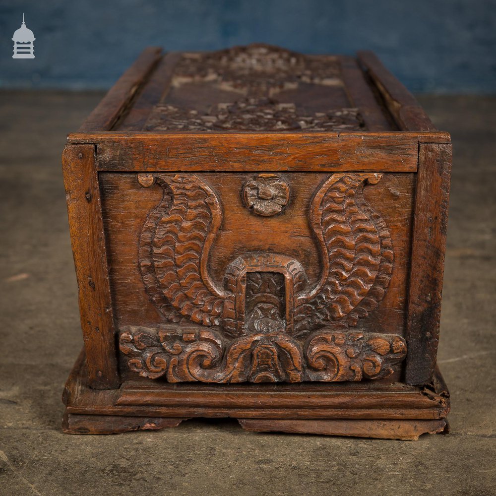 18th C Indian Sliding Lid Teak Box