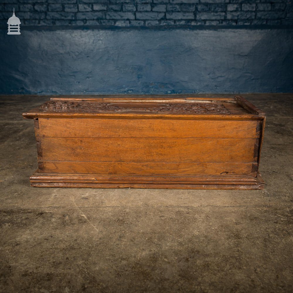 18th C Indian Sliding Lid Teak Box