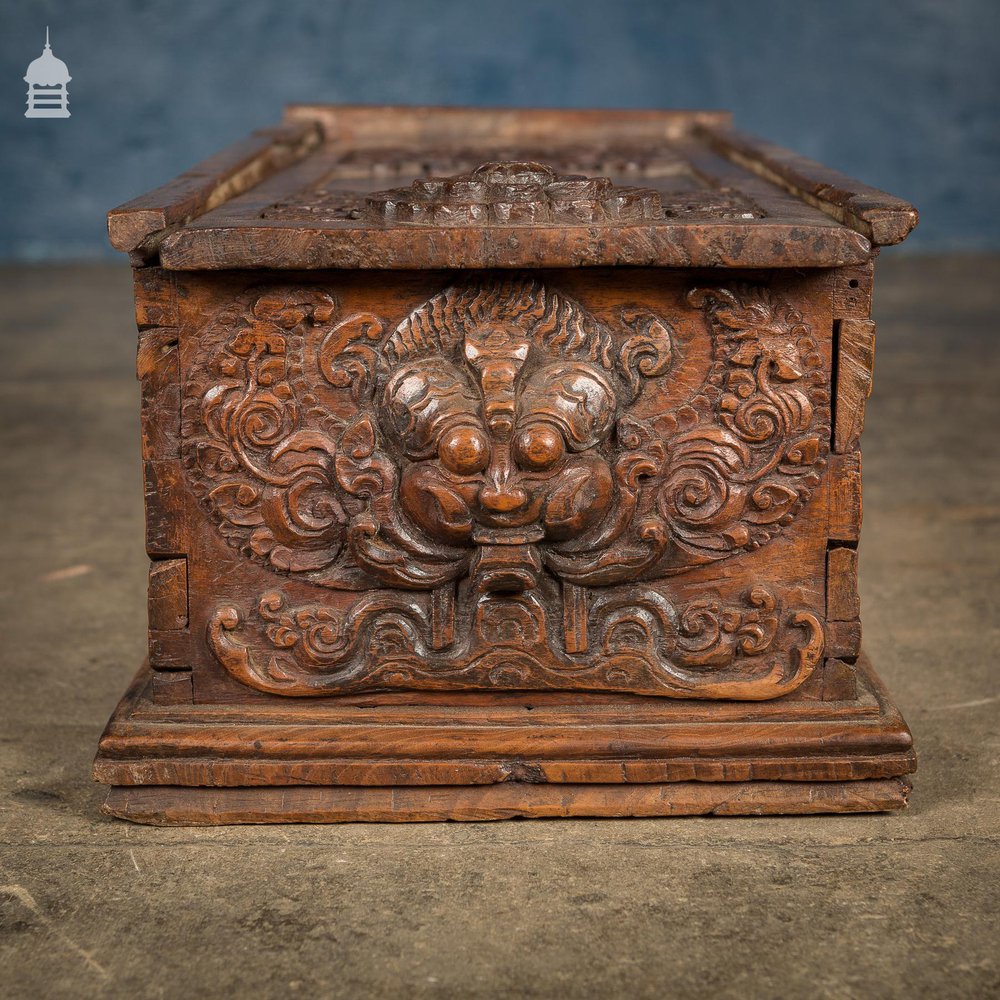 18th C Indian Sliding Lid Teak Box