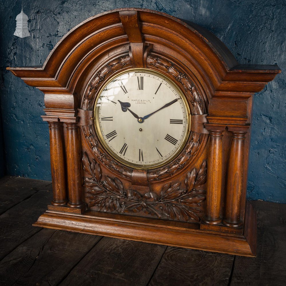 NR55021: 19th C Maple & Co Ltd London Large Scale Clock with Carved Details