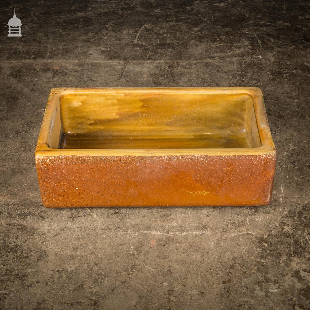 Salt Glazed Trough Sink Stamped Hurlford by Kilmarnock With Worn Finish