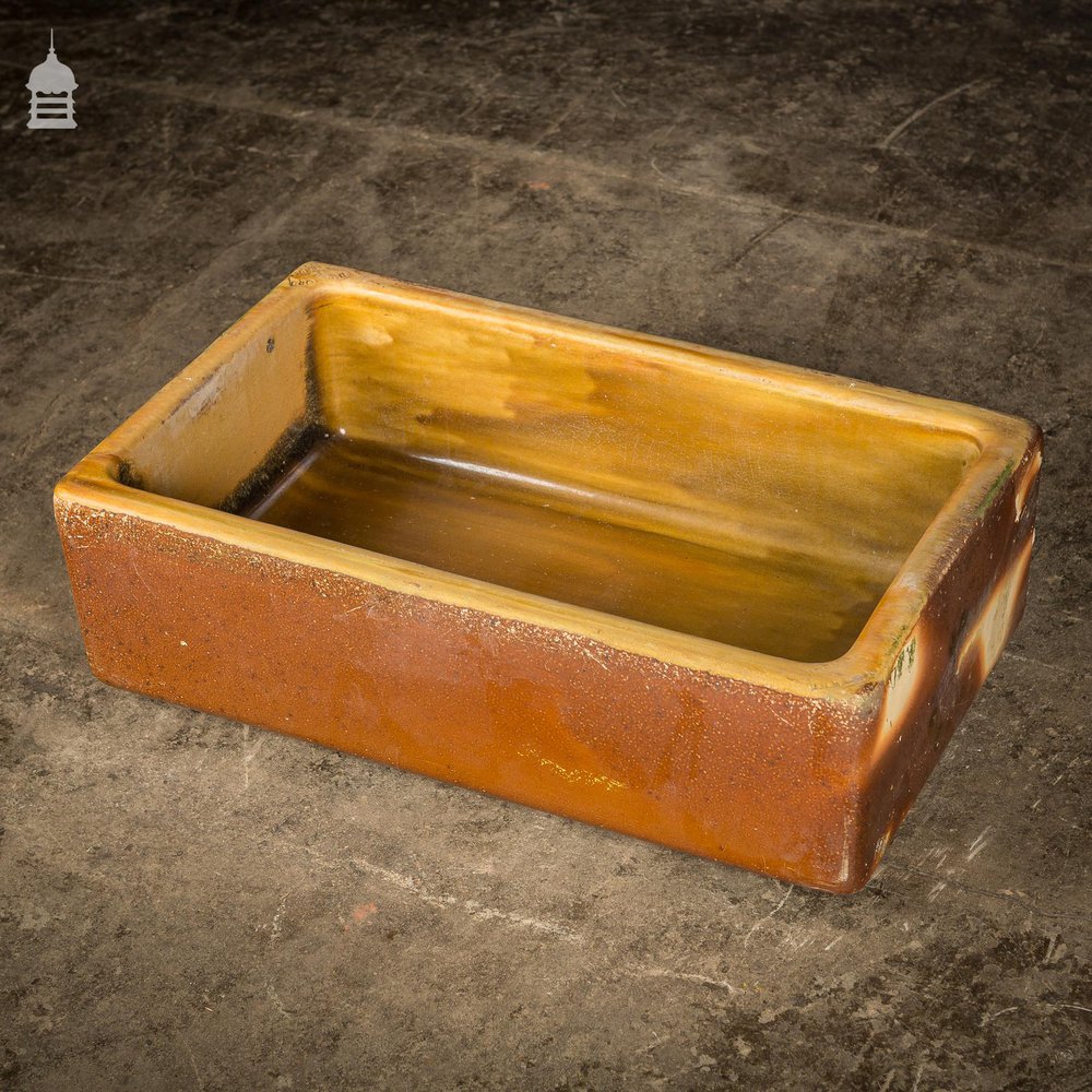 Salt Glazed Trough Sink Stamped Hurlford by Kilmarnock With Worn Finish