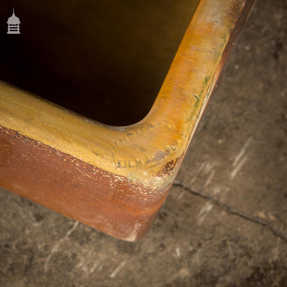 Salt Glazed Trough Sink Stamped Hurlford by Kilmarnock With Worn Finish