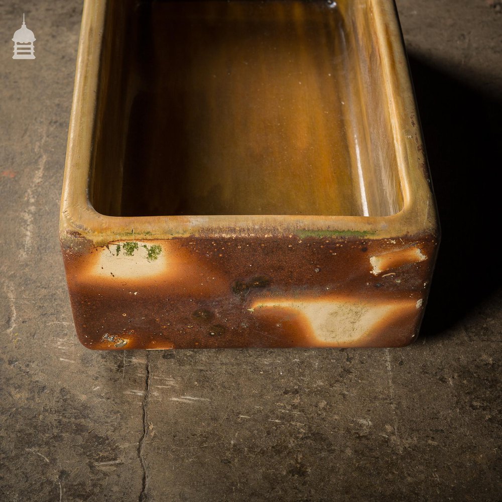 Salt Glazed Trough Sink Stamped Hurlford by Kilmarnock With Worn Finish